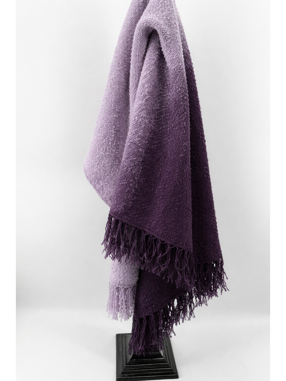ETC Boucle Knit Scarf Purple Lavender Textured Fringe Cozy Winter Wrap